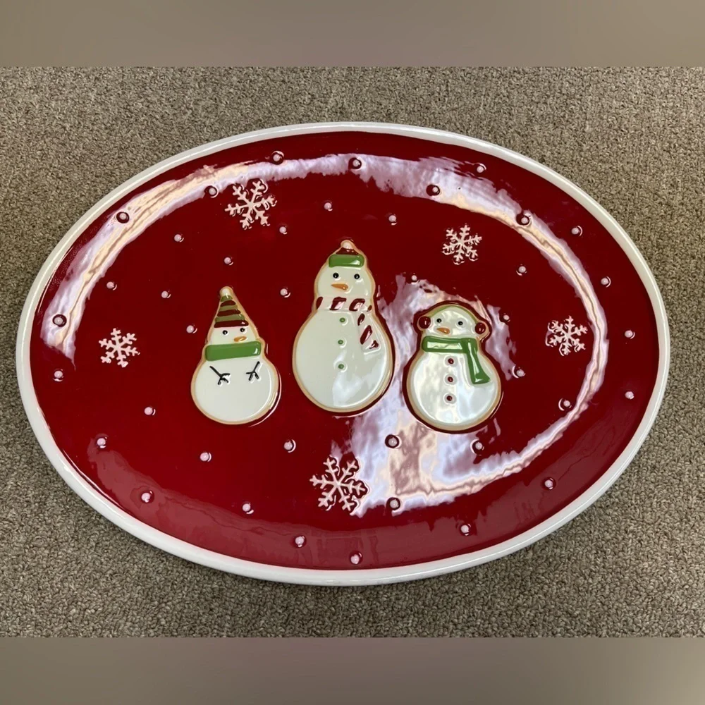 RETIRED Hallmark: Christmas Holiday Snowman Serving Platter